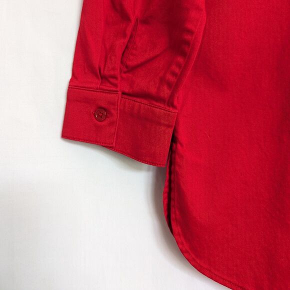 Chico's Size 0/S Red Button Up Shirt Long Sleeve Cotton Spandex Blouse Tunic - Picture 7 of 12